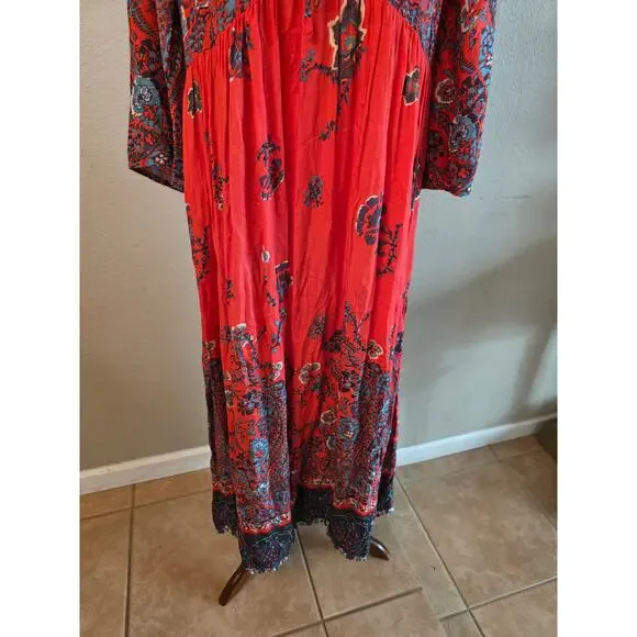 Free People If You Only Knew Maxi Dress SZ Small Boho Paisley Festival - Picture 5 of 7